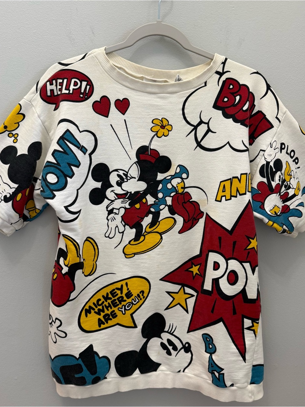 Vintage Disney Mickey & CO AOP Comic Print Heavyweight Short Sleeve Size M RARE